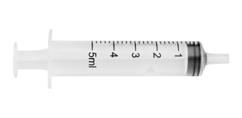 Medical syringe for injection isolated on white background