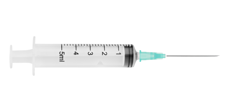 Medical syringe for injection isolated on white background