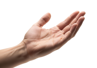 Open Hand: Close-up of an open palm, expressing an offer, request, or simply a gesture of communication. Capturing the gesture in a clear and detailed view.