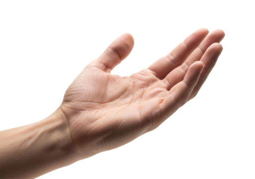 Open Hand: Close-up of an open palm, expressing an offer, request, or simply a gesture of communication. Capturing the gesture in a clear and detailed view.