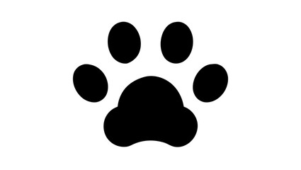 Isolated black paw print of an animal with four toes on a white background illustration