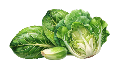 Lush Green Bok Choy Cabbage Against a Black Background, Artistic Render