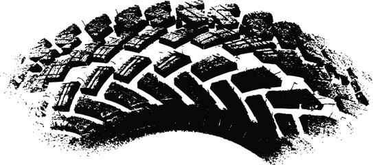 Black tire tracks isolated on white background. Black tire tracks on white, grunge texture, dirt splashes, vector background,