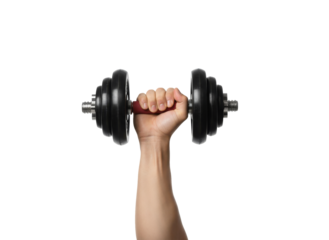 Hand Lifting Dumbbell: A focused arm, muscles tensed, proudly lifts a heavy, black dumbbell against a background. Showing strength, fitness, and determination.