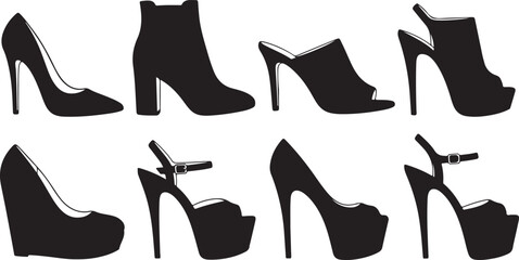 Black high heel shoes and boots collection stiletto