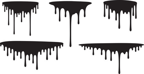 Black liquid drips on white background dripping paint