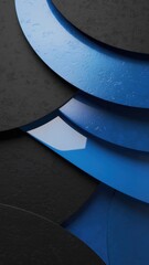 Abstract Blue & Dark Gray Geometry: Layered Curved Shapes, Modern Textured Background