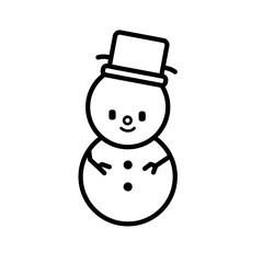 Snowman with top hat line vector icon