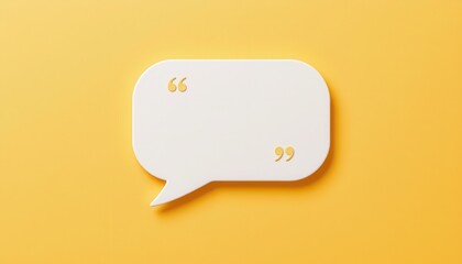 Minimalist Speech Bubble with Quotation Marks on Bright Yellow Background for Communication Concepts