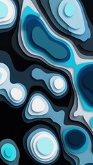 Abstract Blue Wavy Layers Background. Modern Digital Art Pattern with Organic Shapes.