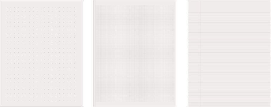 printable letter size dot grid graph and lined paper template for notebook and planner