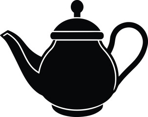 Copper Teapot Silhouette Vector Art Illustration
