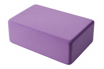 Purple foam yoga block assisting balance and improving flexibility during fitness and exercise workout