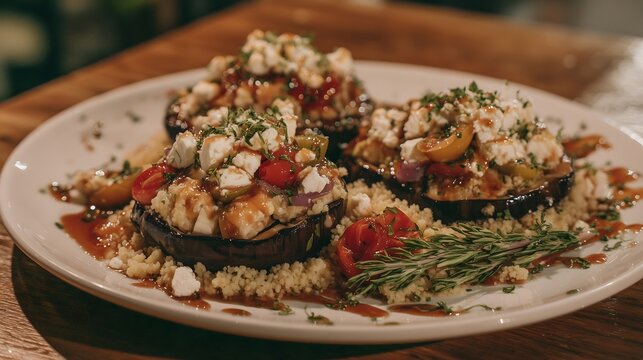Stuffed Eggplant with Couscous and Feta