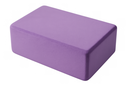 Purple foam yoga block assisting balance and improving flexibility during fitness and exercise workout