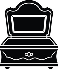 Jewelry box antique silhouette vector art illustration