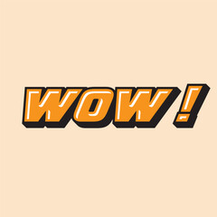 Wow golden 3D text vector illustration