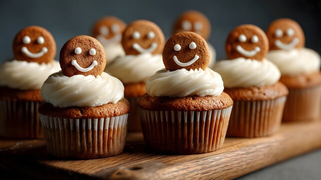 Delicious gingerbread man cupcakes with fluffy white frosting, perfect for any celebration or holida