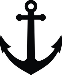 Old anchor silhouette vector art illustration