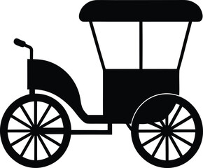 Rickshaw antique silhouette vector art illustration