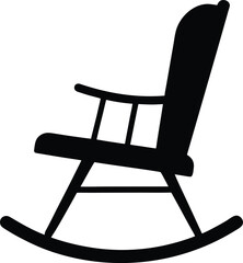 Rocking chair silhouette vector art illustration