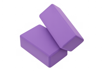 Two purple yoga blocks stacked against each other, representing tools for improving flexibility, strength, and posture in fitness and yoga