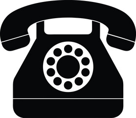 Rotary dial telephone silhouette vector art illustration