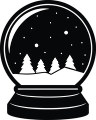 Snow globe silhouette vector art illustration