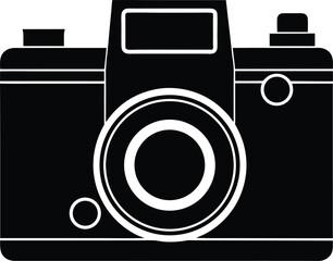 Vintage camera silhouette vector art illustration