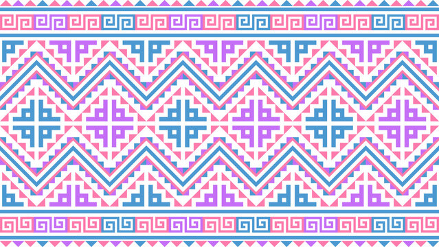 Ethnic seamless pattern in pink, blue, green, pastel colors for clothing, fabric prints, backgrounds.