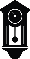 Wall pendulum clock silhouette vector art illustration