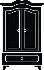 Antique wardrobe silhouette vector art illustration