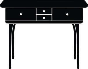 Vintage writing desk silhouette vector art illustration