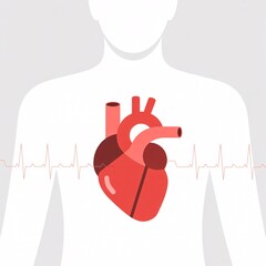 Human heart illustration for cardiology health and medical science concept