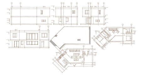 house architectural project sketch 3d illustration	
