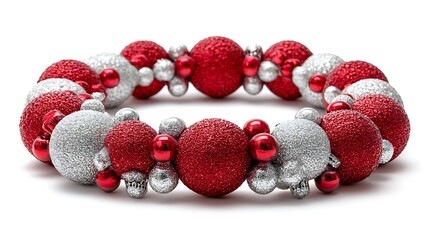 red beads on white background