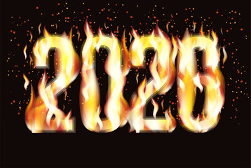 Flame 2026 new year vip card, vector illustration