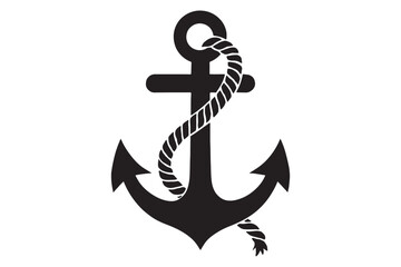 Classic nautical anchor wrapped with rope, perfect for maritime designs, tattoo art, or coastal themes, evoking adventure and the sea's allure