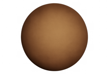Brown 3d sphere with light gradient and subtle texture on transparent background, minimal abstract element