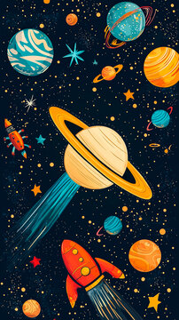 Dibujo inantil de espacial