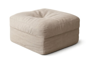 Fototapeta premium Beige upholstered ottoman with button tufting adding comfort and style to modern interior design, transparent background