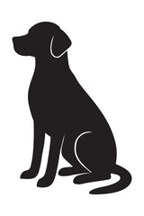 Elegant black labrador retriever silhouette sitting gracefully, perfect for pet brand logos, veterinary designs, and modern animal-themed projects