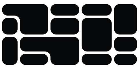 Black dark isolated modern Bento-grid puzzle brick icons on white background. Modern abstract bento-grid icon on white page. Modern design bento-grid. EPS 10. 