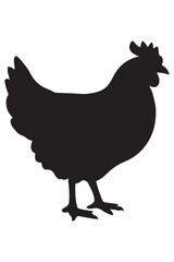 Bold chicken silhouette for farm fresh branding and rustic designs, ideal for agriculture, food products, and charming country themes, perfect for logo design
