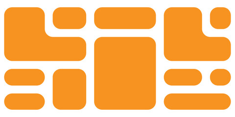 Orange colour bento-grid icons on white background. Abstract bento-grid icons set on white background. EPS 10. 