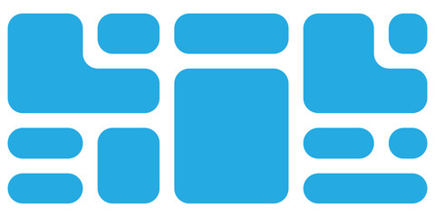  Abstract blue bento grid icons on white page. Puzzle brick bento icons on white page. Modern geometric templet visual brick icons. EPS 10. 