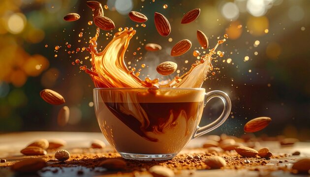 Moment of Coffee: Capturing the elegance of coffee beans and a coffee cup, perfect for a fresh start or to brighten the day.