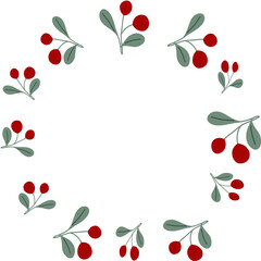 Fototapeta premium frame with cherry Hand-Drawn Vector Pattern with Cute Animals, Kids Socks, Christmas Accessories, Cozy Holiday Design perfect for fabric, gifts, vector illustration 