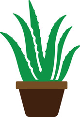 vector art of aloe vera plant in pot