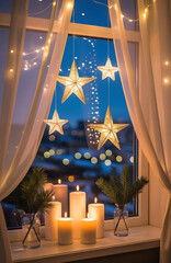 Beautiful sparkling Christmas ornament shining brightly on festive holiday tree